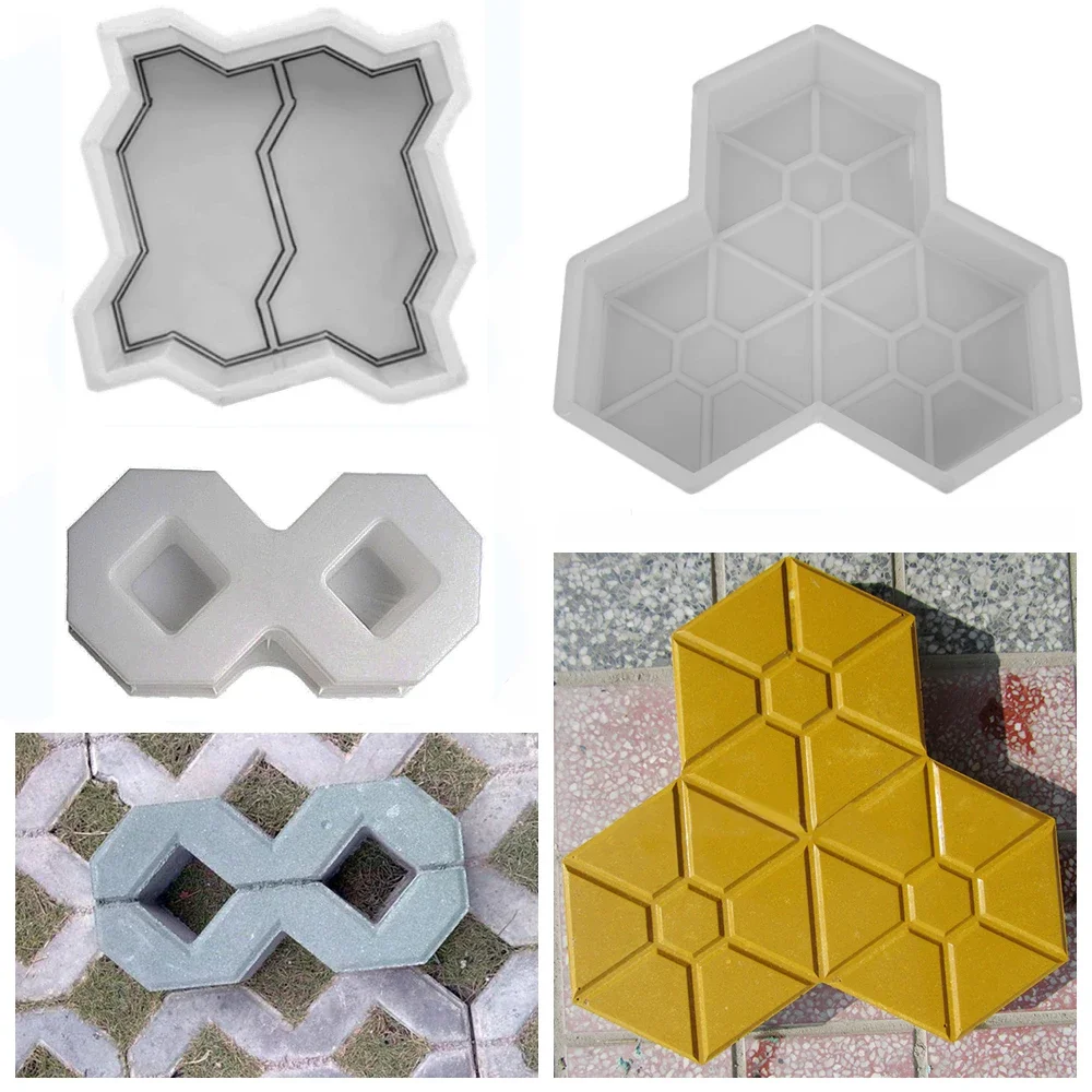 Garden Walk Pavement Mold DIY Manually Paving Cement Brick Stone Road Concrete Molds Path Maker Reusable DIY Manually Paving