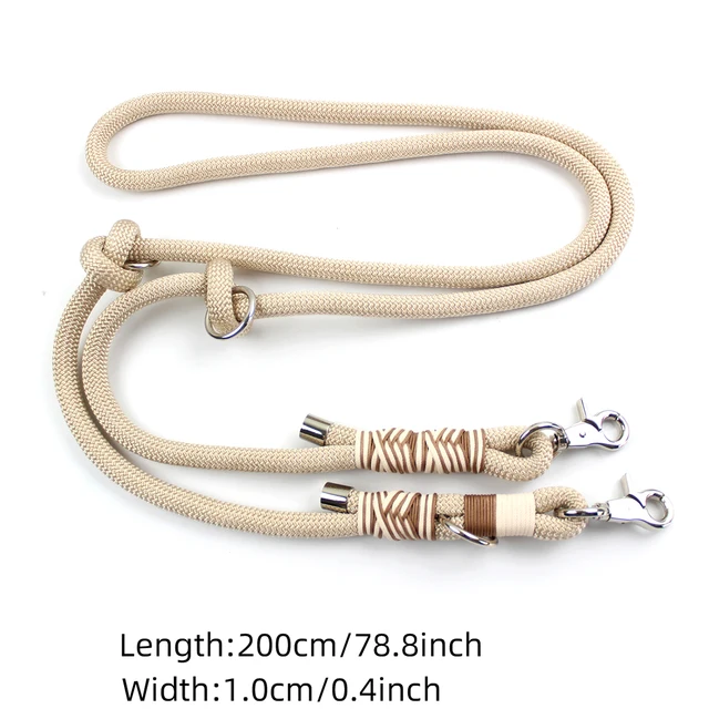Double Buckles Braided Leashes For Dog Solid Color Multifunctional Hand-woven Leash Outdoor Walking With Medium And Large Dogs 2