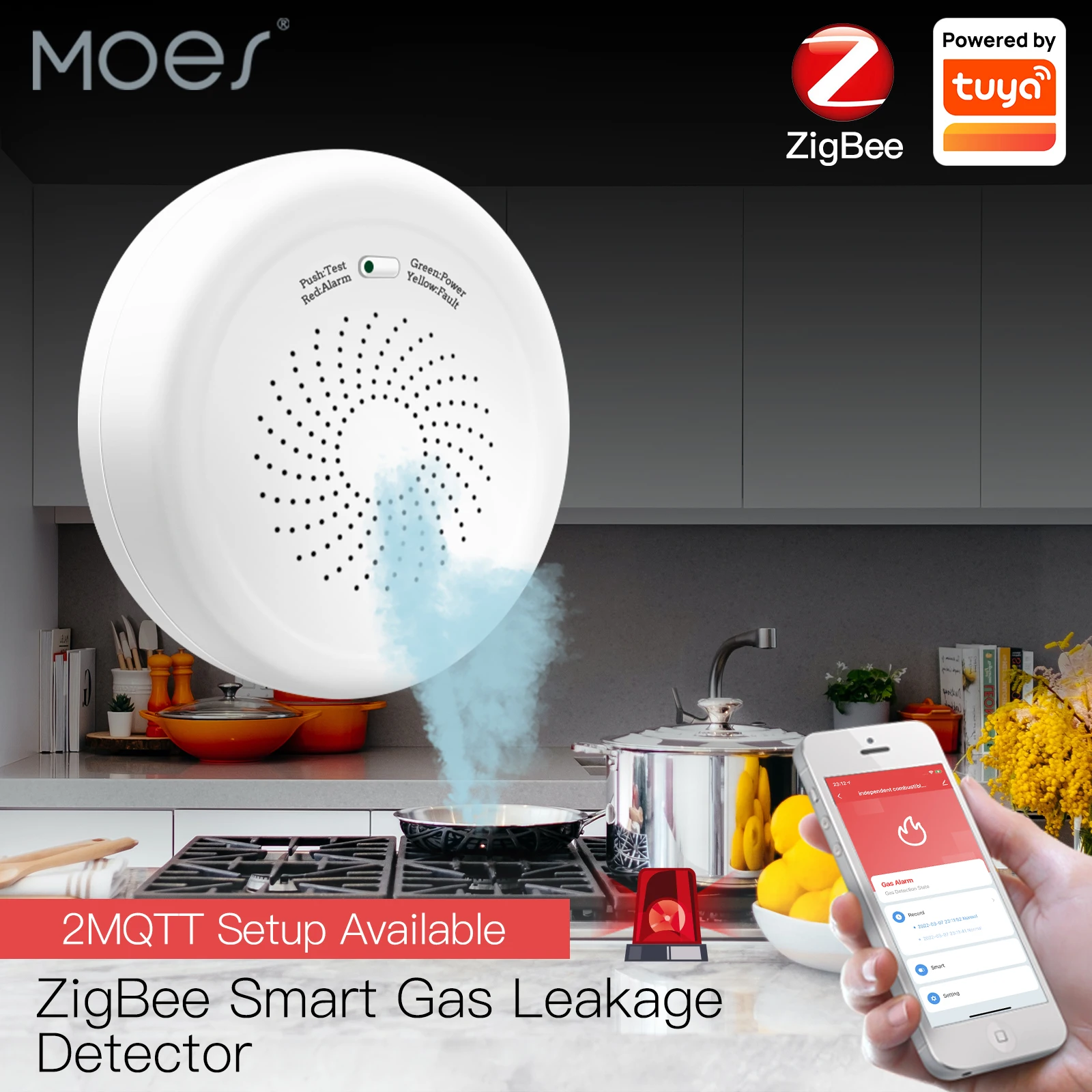 Inteligente Zigbee Detector de Vazamento de Gás Sensor Combustível Home Security Alarm System Vida Inteligente Tuya App Controle Remoto