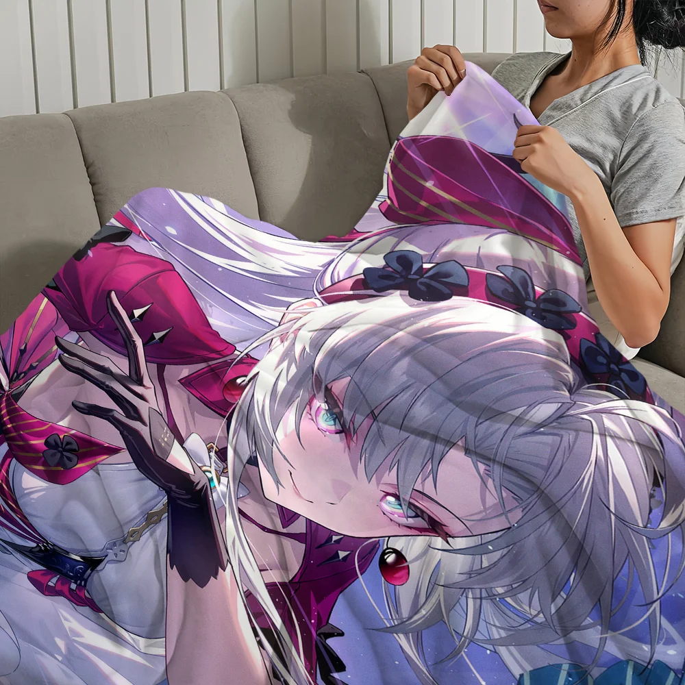 Game Wuthering Waves Carlotta Blanket Plush Nap Sofa rug for Living Room Warm Office Bedroom Birthday Home Travel Kid Gifts 6
