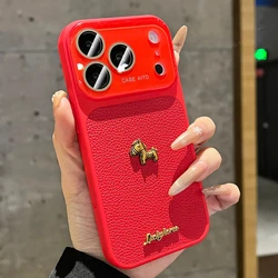 Luxury Shockproof Phone Case with Camera Protector - Lucky Horse Official Collection - iPhone 15 (Red RR)