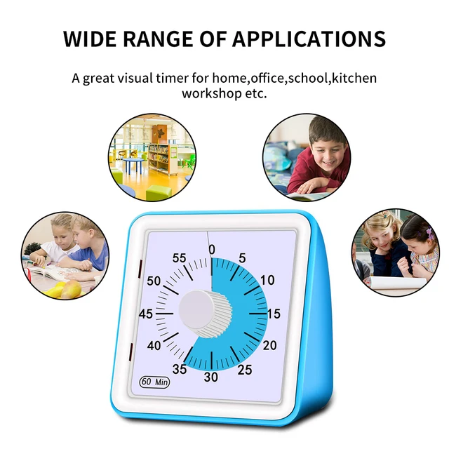 60-minute Visual Timer - Mechanical Classroom Countdown Clock For