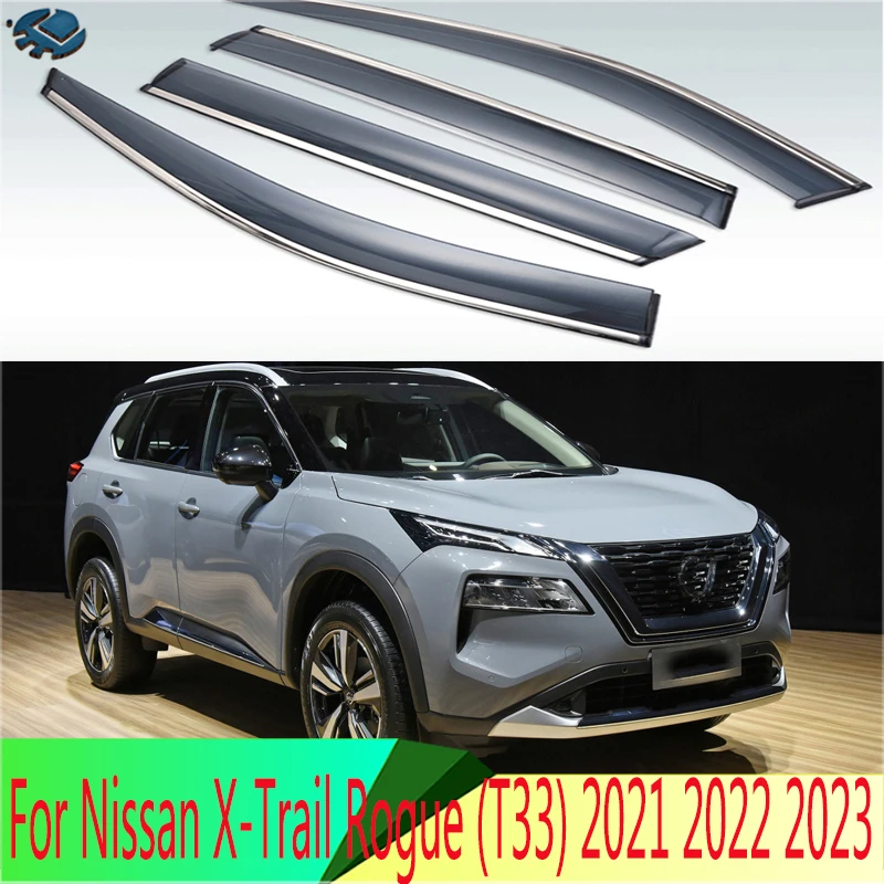 Exterior Visor Vent Shades Window Sun Rain Guard Deflector 4pcs For Nissan X-Trail Rogue (T33)