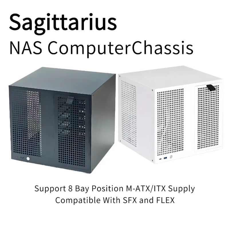 Sagittarius 8-bay NAS Computer Chassis with ATX Power Supply, MATX
