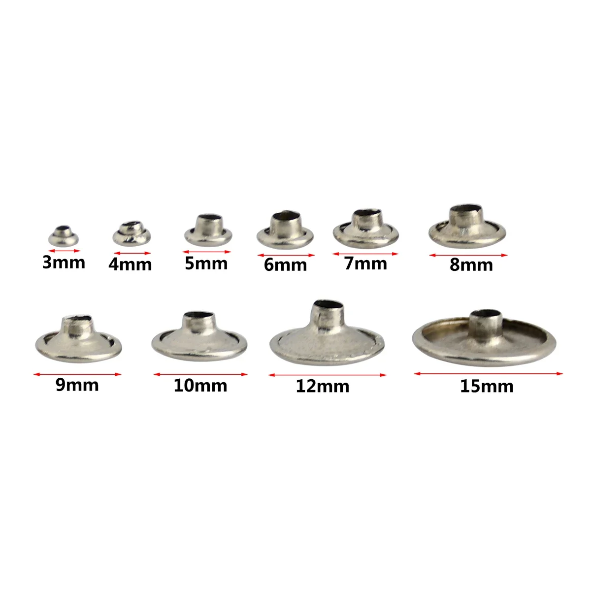Metal Rivets Metal Studs Leather Rivets 100sets Metal Single Cap Rivets Studs 3mm-10mm Round DIY Leather Craft Bag Belt Garments Hat Shoes Pet Collar Decor