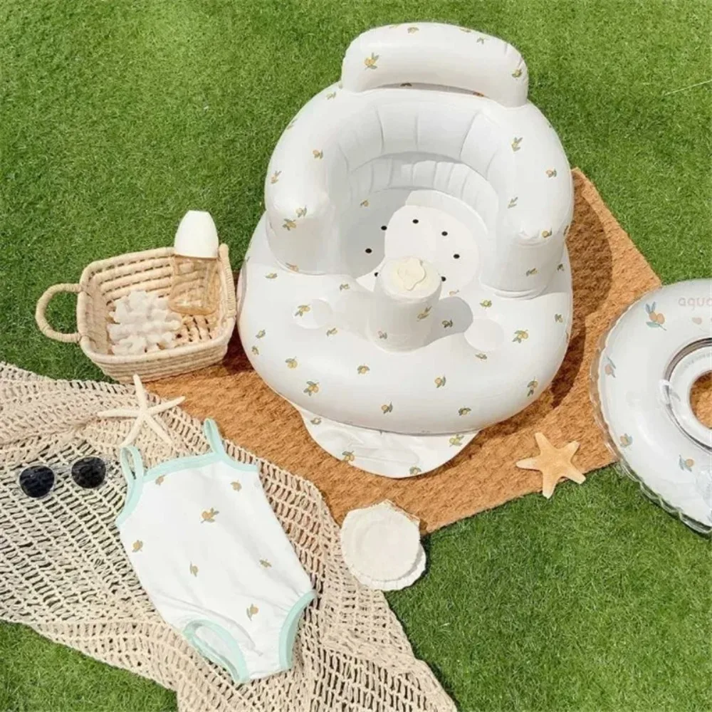 High Quality Cartoon Pattern Inflatable Baby Seat Portable PVC Baby Inflatable Sofa Chair Foldable Furniture Dining Chair