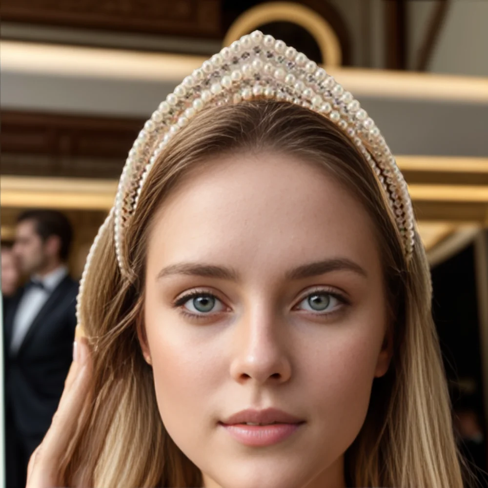 Women Girl Pearl Rhinestone Bohemian Bridal Headband Hair Accessory Headwear