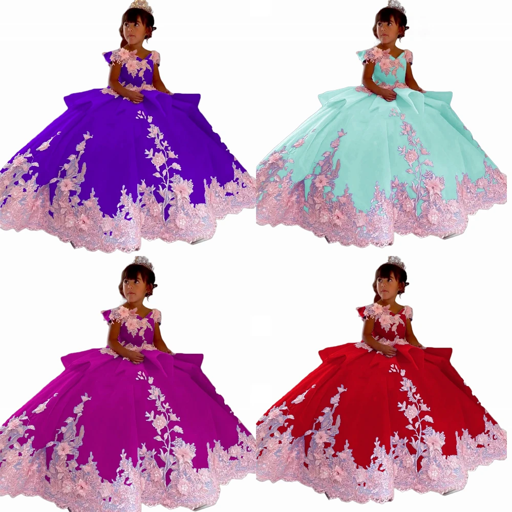 luxurious-Double-Color-Flower-Girl-Dress-For-Wedding-Dresses-Princess ...