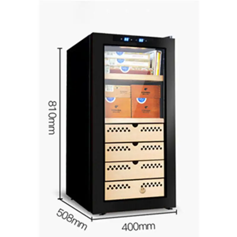 Small Humidity Cigar Cabinet Air Cooled Single Temperature Cedar Wood Shelf Refrigerate