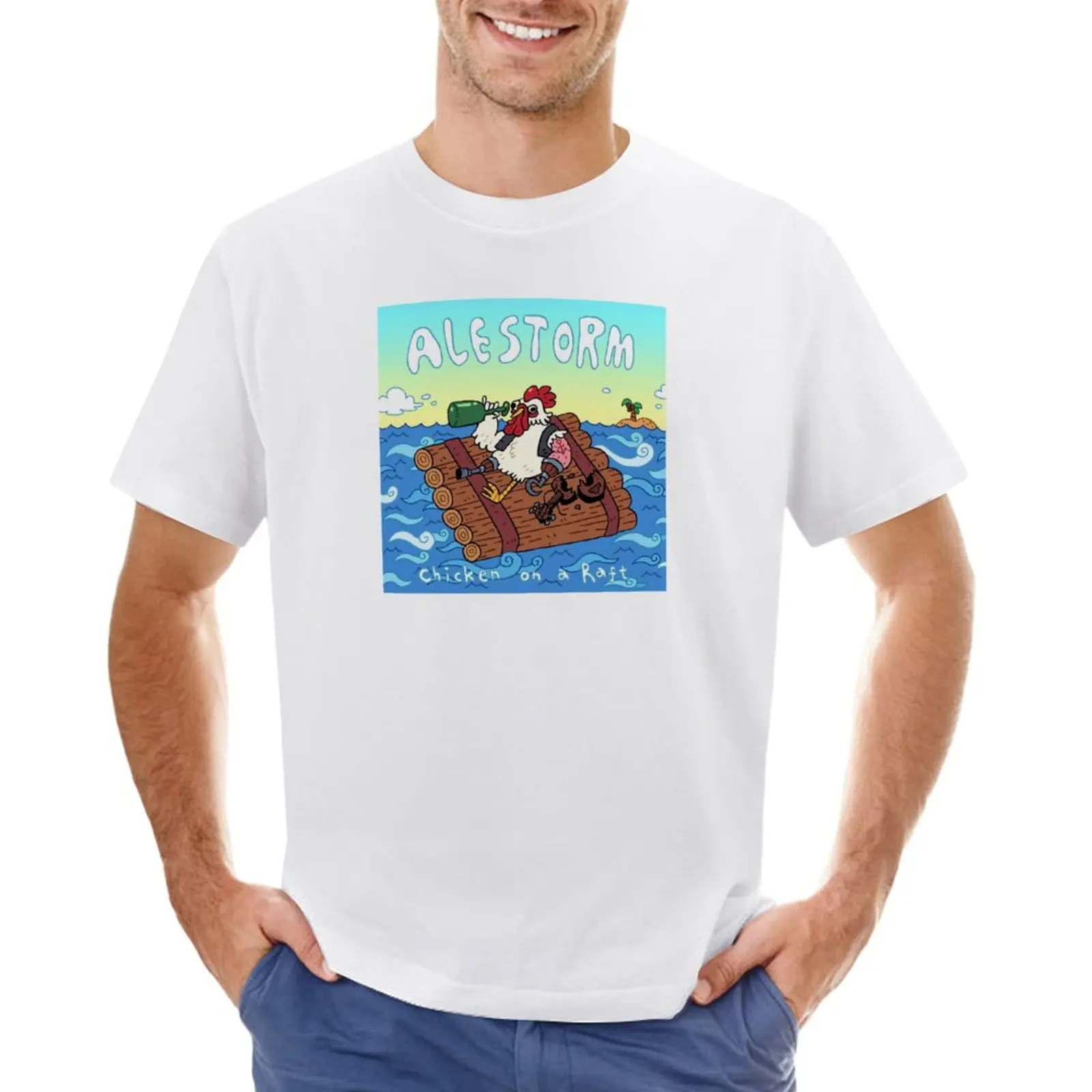 

Chicken On A Raft T-Shirt summer tops vintage T-shirts for men cotton