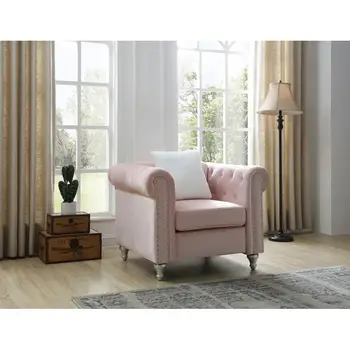 Contemporary Pink Lounge Chair – Modern Living Room Accent 1