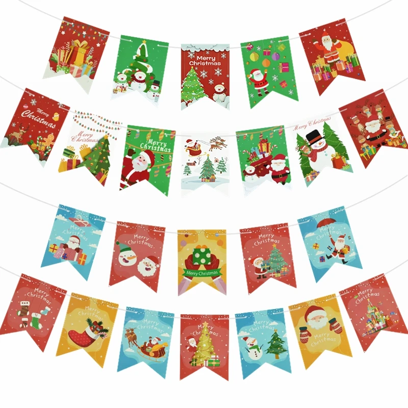 

Merry Christmas Banner Decoration Home Hanging Paper Garland Santa Claus Navidad Natal Xmas Gift 2024 New Year Xmas Party Decor