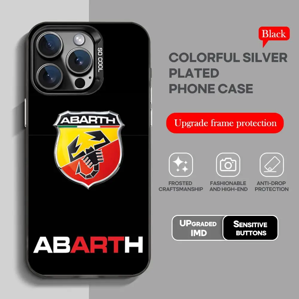 A-ABARTHes Italy Black Phone Case with Colorful Silver Design