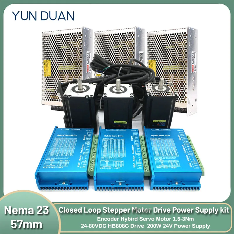 Nema23 폐쇄 루프 스텝퍼 모터 드라이브, XYZ 3 축 DC 하이브리드 서보 모터 키트, 스폿 용접용 인코더 포함, DSP 2 PH, 57mm, 3 세트