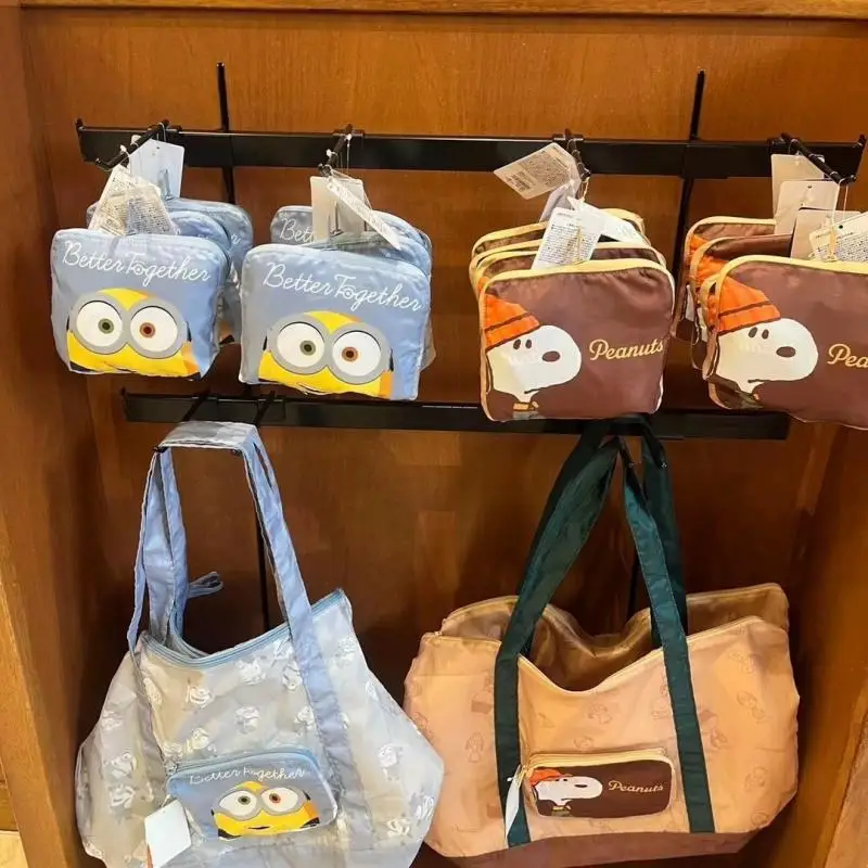 

Милый Miniso Snoopy аниме Мультяшные Миньоны сумка для покупок на молнии большая емкость складное хранение портативные путешествия Кемпинг Девушки Игрушки