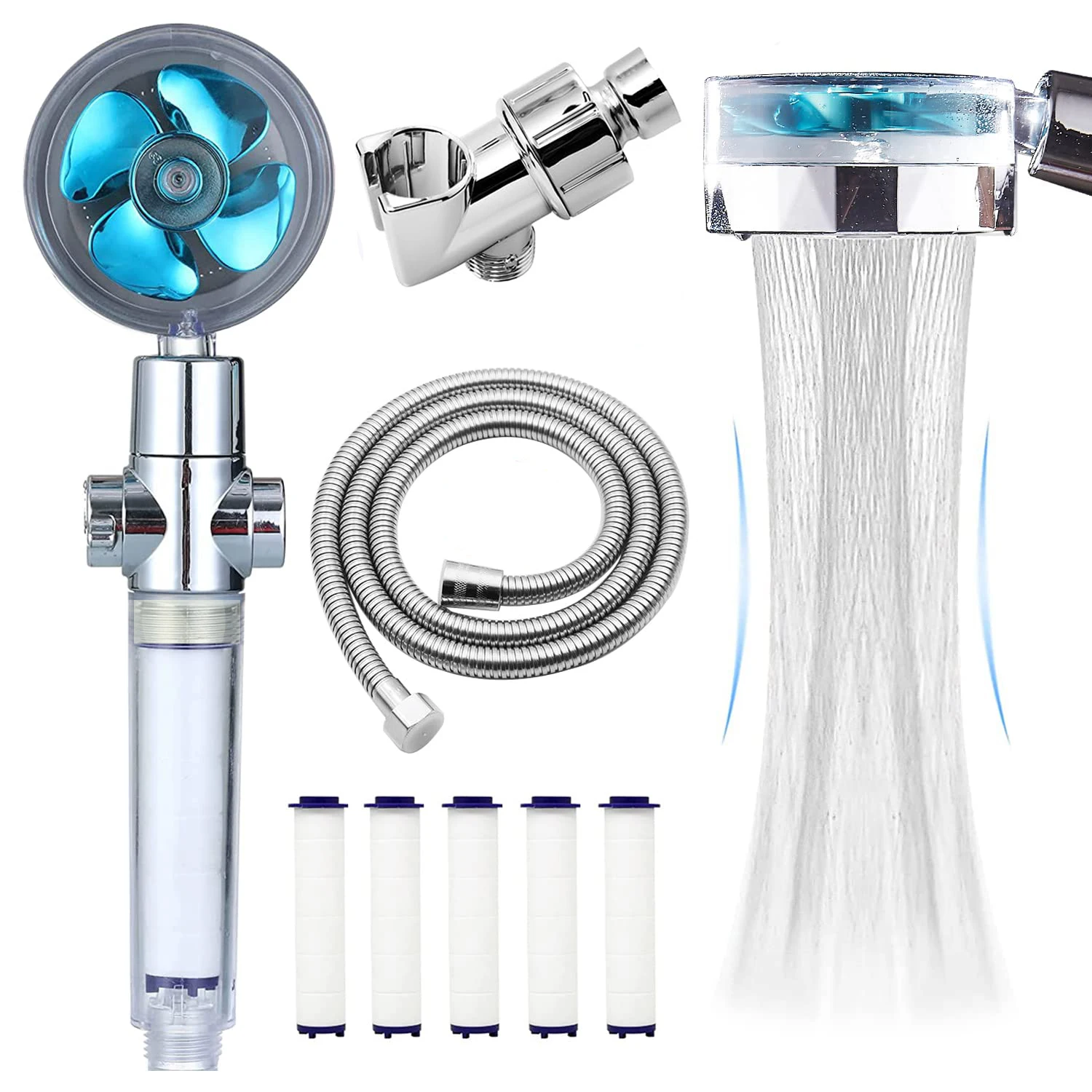 Description Picture 3 of itemHandheld Turbo Fan Shower Head Set High Pressure Water Saving Massage Showerhead Rainfall Spray Nozzle Shower With Bathroom