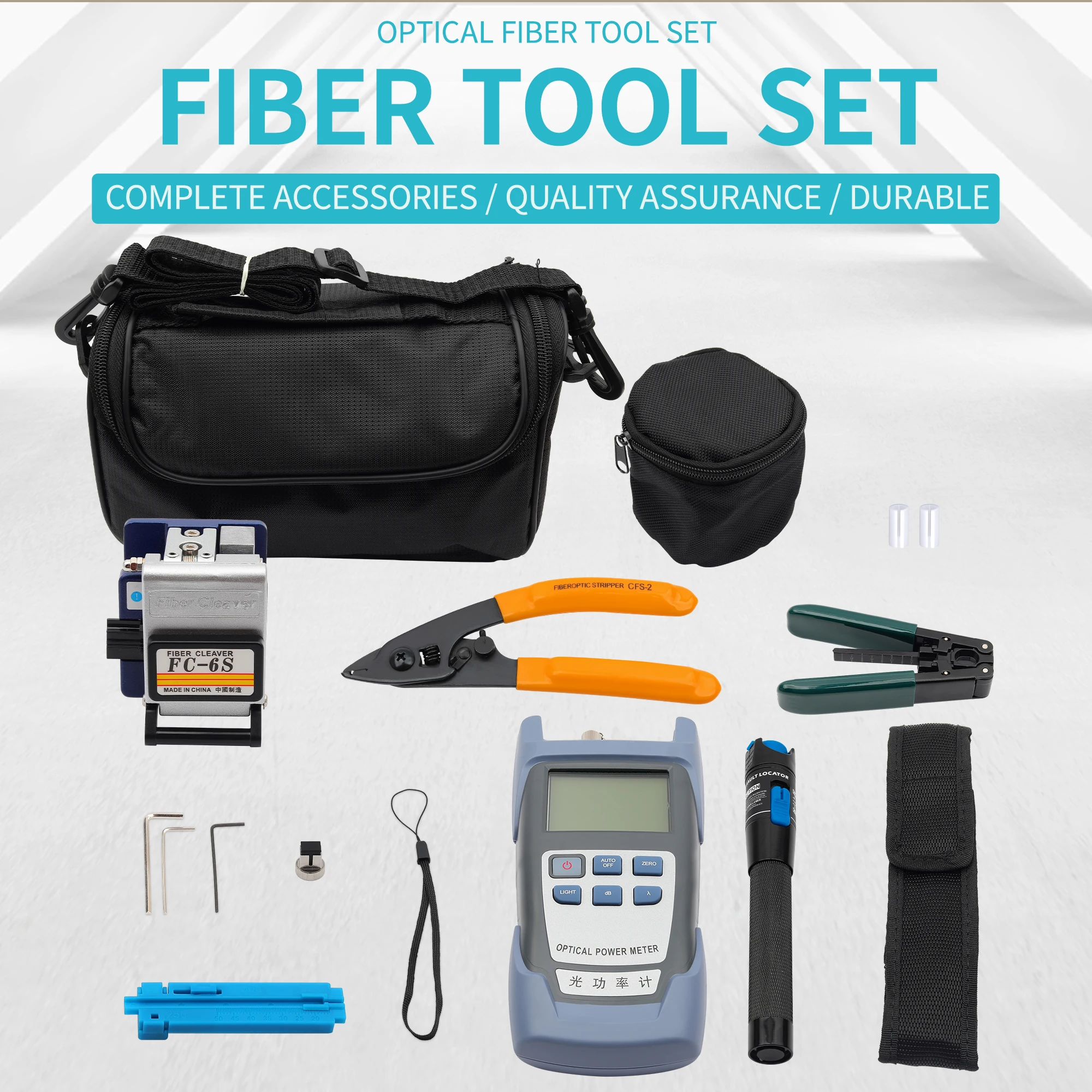 FTTH Tool Kit FC-6S Fiber Cleaver and Optical Power Meter 5MW Visual Fault Locator Wire Stripper