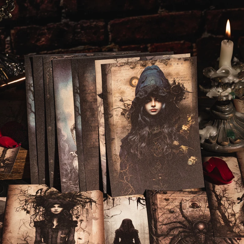 Yoofun 30 Sheets Gothic Tale Vintage Dark Style Character Collage Material Paper Creative DIY Junk Journal Background Paper 4