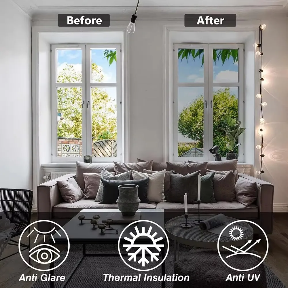 Heat Control Window Film Sun Blackout UV Protection One-Way Privacy Mirror Reflective Film Explosion-Proof PET Material