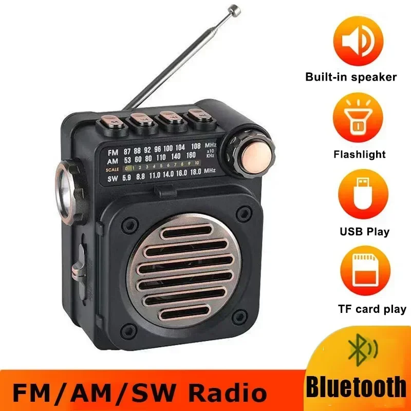 휴대용 FM 라디오 미니 포켓 FM AM SW 라디오 리시버, 내장 스피커, 무..