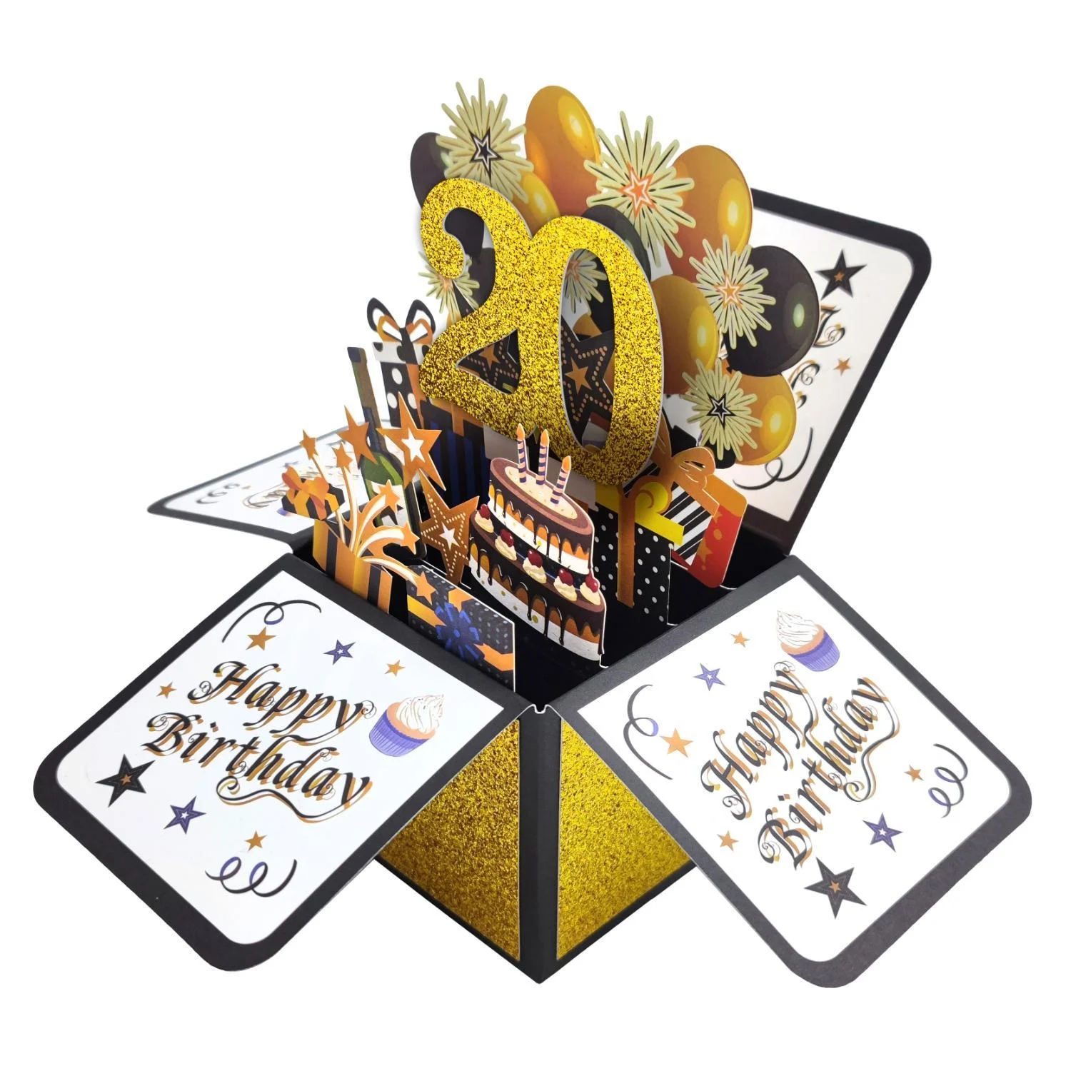 Happy Birthday Card 3D PopUp Greeting Cards Gift for Business Kids Wife Husband Birthday Gift Festive Party Supplies Cards