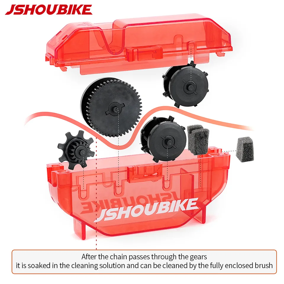Red Cleaner Chain Cleaning Cycling Scrubber Washer Tool Mountain Bike Washing Kit Bicycle Accessories_voghion.com