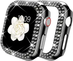 Elegant Diamond Protective Apple Watch Case - Premium All-Series Cover & Accessories for 40MM Series SE 6 5 4 (Black)