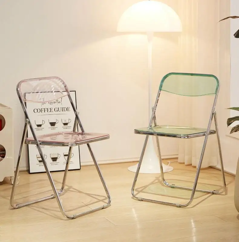 Description Picture 4 of itemAcrylicTransparent Folding Chair INS Style Simple Design North Europe Leisure Folding Chair Household Outdoor Home Office Chairs