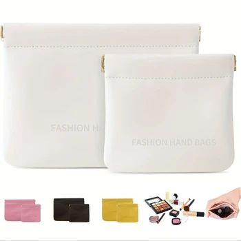 Pocket Cosmetic Bag Leather Small Makeup Bag Pouch For Women Portable No Zipper Coin Purse Jewelry Travel Storage Pouch