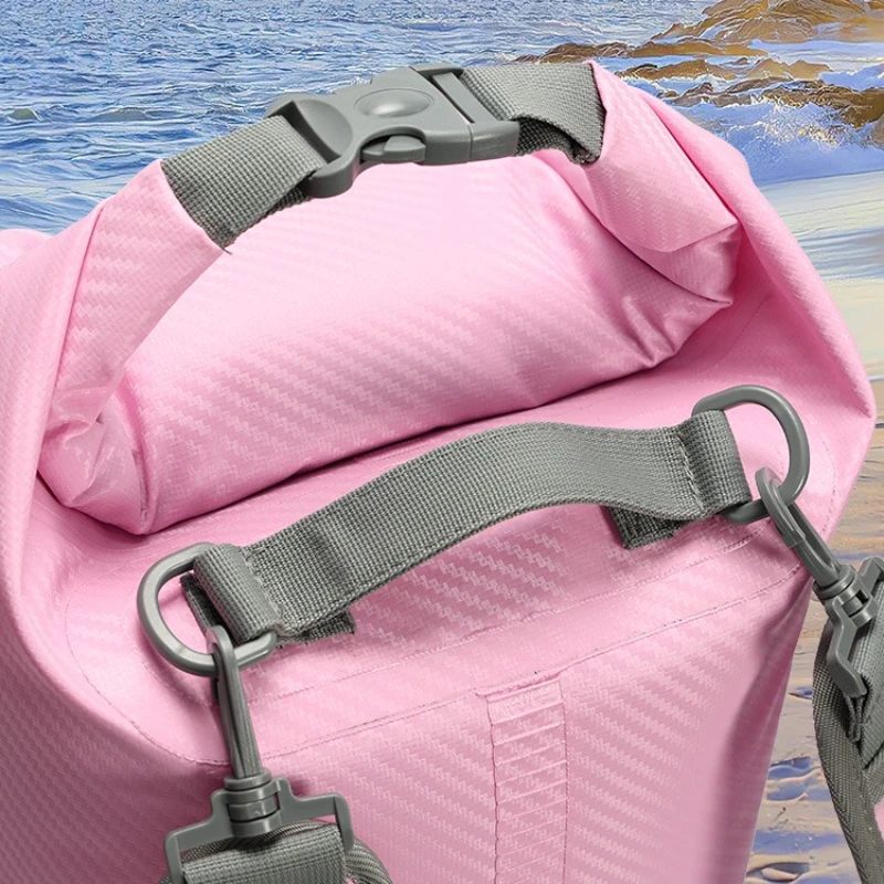 Carbon Fiber Waterproof Portable Bucket Bag Waterproof Bag Beach Rafting Swimming Outdoor Backpack 20L