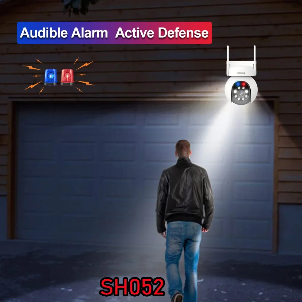 SriHome SP028 2MP SH052 5MP PTZ WiFi Camera Ai Auto Tracking Outdoor IP Camera 2-Way Audio Color Night Vision CCTV Surveillance 5