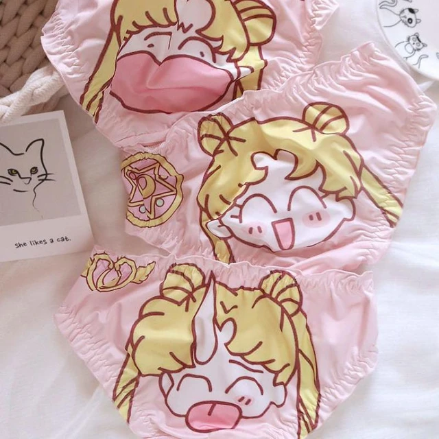 Sailor Moon Tsukino Usagi Anime Panties Female Underpants Sexy Panties for  Women Briefs Underwear Pantys Lingerie Solid Color