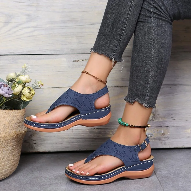 Damen-Sandalen mit Weicher Sohle, Sommer-Schuhe für Frauen, Keilabsatz-Sandalen, Strand-Pantoletten, Damen-Flip-Flops, Sommer-Sandalen – Detail 7