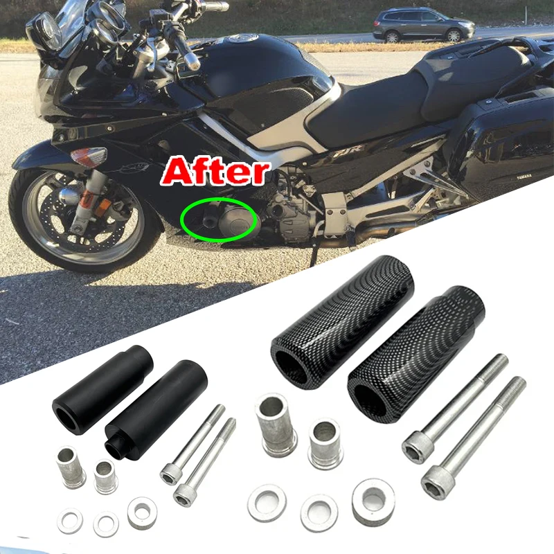 HTTMT No-Cut Frame Sliders For 2006-2011 Yamaha FJR1300 - Black Delrin Crash Protectors