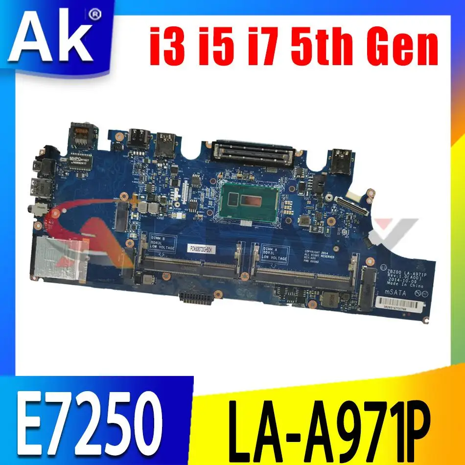 

ZBZ00 LA-A971P For dell Latitude 7250 E7250 Laptop Notebook w/ i3-5010U i5-5300U i7-5600U Motherboard CN-0VN7NP 004WK0