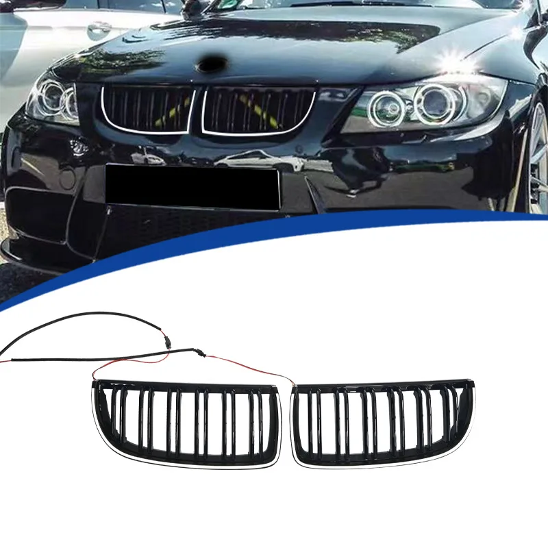 Illuminated LED Glossy Black Front Grille (Dual-Line Style for E90 3-Series 4-D