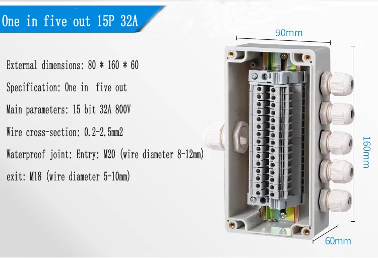 de Alimentação com Terminal, Exterior, Impermeável, Rosqueando Cabo, Distribuição, Selagem