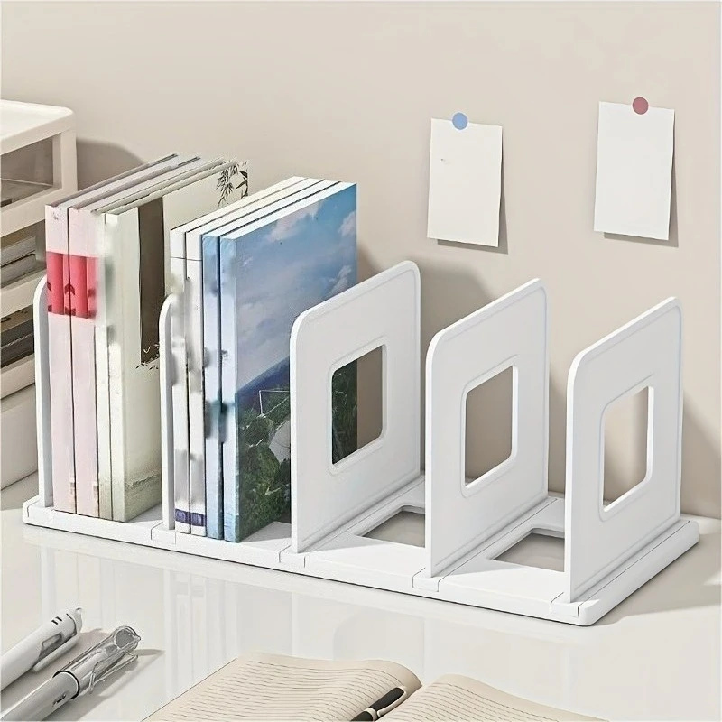 1PC Foldable Desktop Bookshelf, Book Storage Shelf Partition, Essential Stationery for The New Semester, with Five Compartments