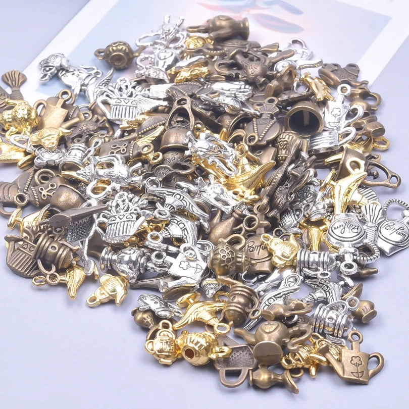 

10-40pcs Metal 3D Kettle Charms Teapot Pendant For Jewelry Making Mini Sprinkler Flagon Charm DIY Bracelet Earrings Accessories