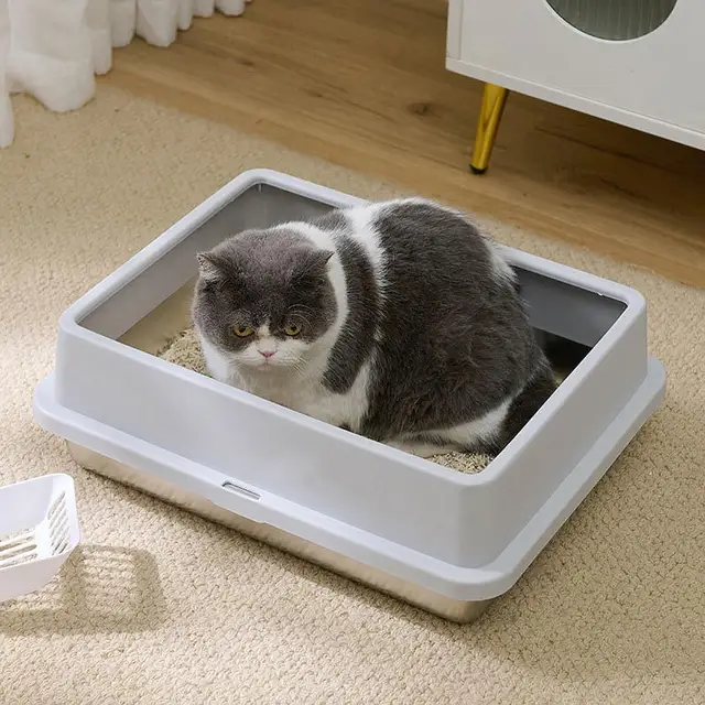Cat Litter Box Washable Easy to Move with Scoop Pet Cat Toilet Sandbox Kitten Potty Toilet Pet Litter Tray for Small Pets