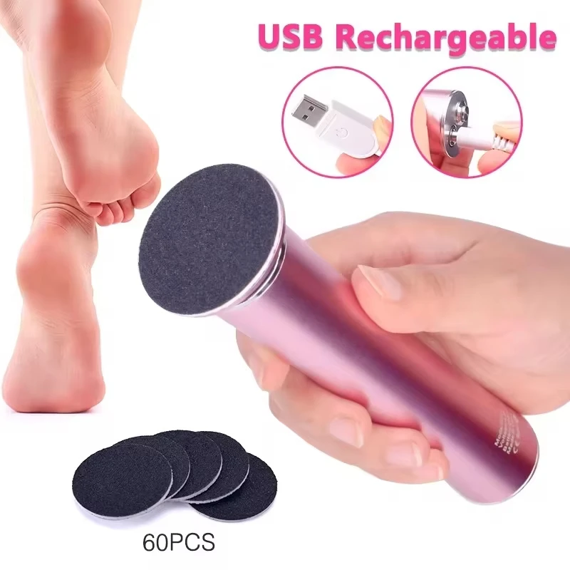 USB Rechargeable Wireless Electric Foot File Cuticle Callus Remover Machine Pedicure Tools Foot Heel Care Tool With Sandpaper electric foot grinder,electric foot file,electric foot callus remover