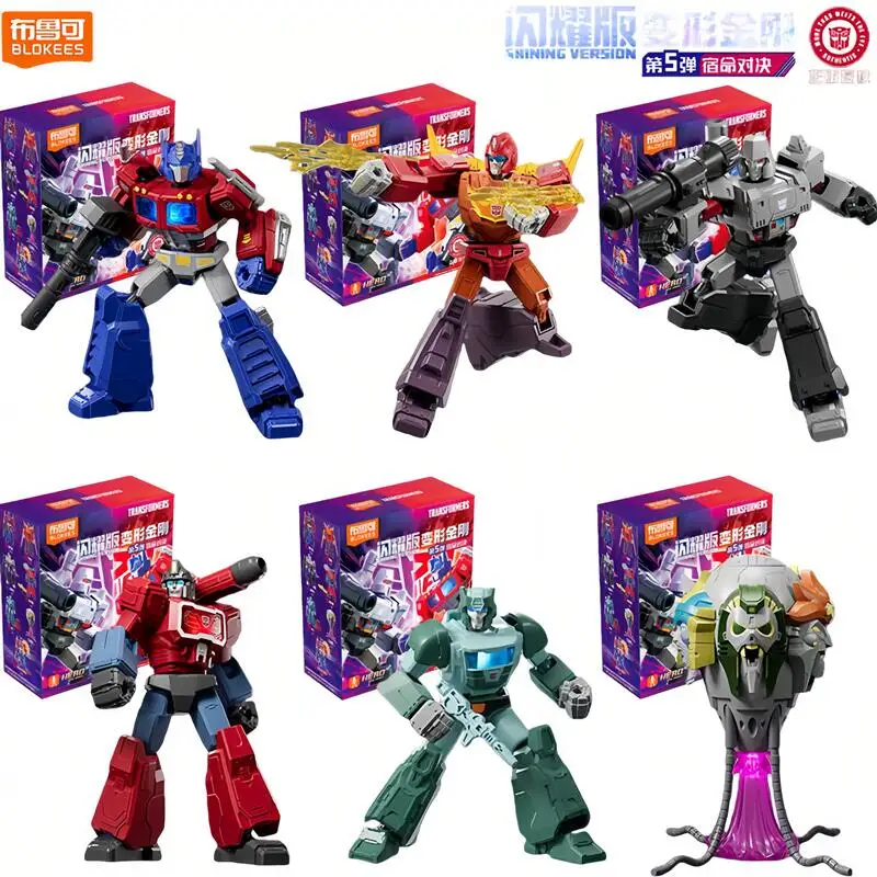 Blokees Transformers Glow Series Wave 5 Optimus Prime Megatron Hot Rod Starscream Shockwave Action Figure Model Toy Gift