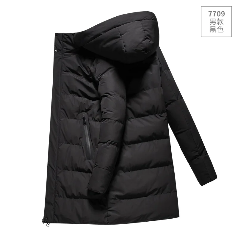 Down Cotton Coat Long and Thick In Winter Fashionable Handsome Hooded Man's Cold Proof Coat Outdoor Training Padded Jacket