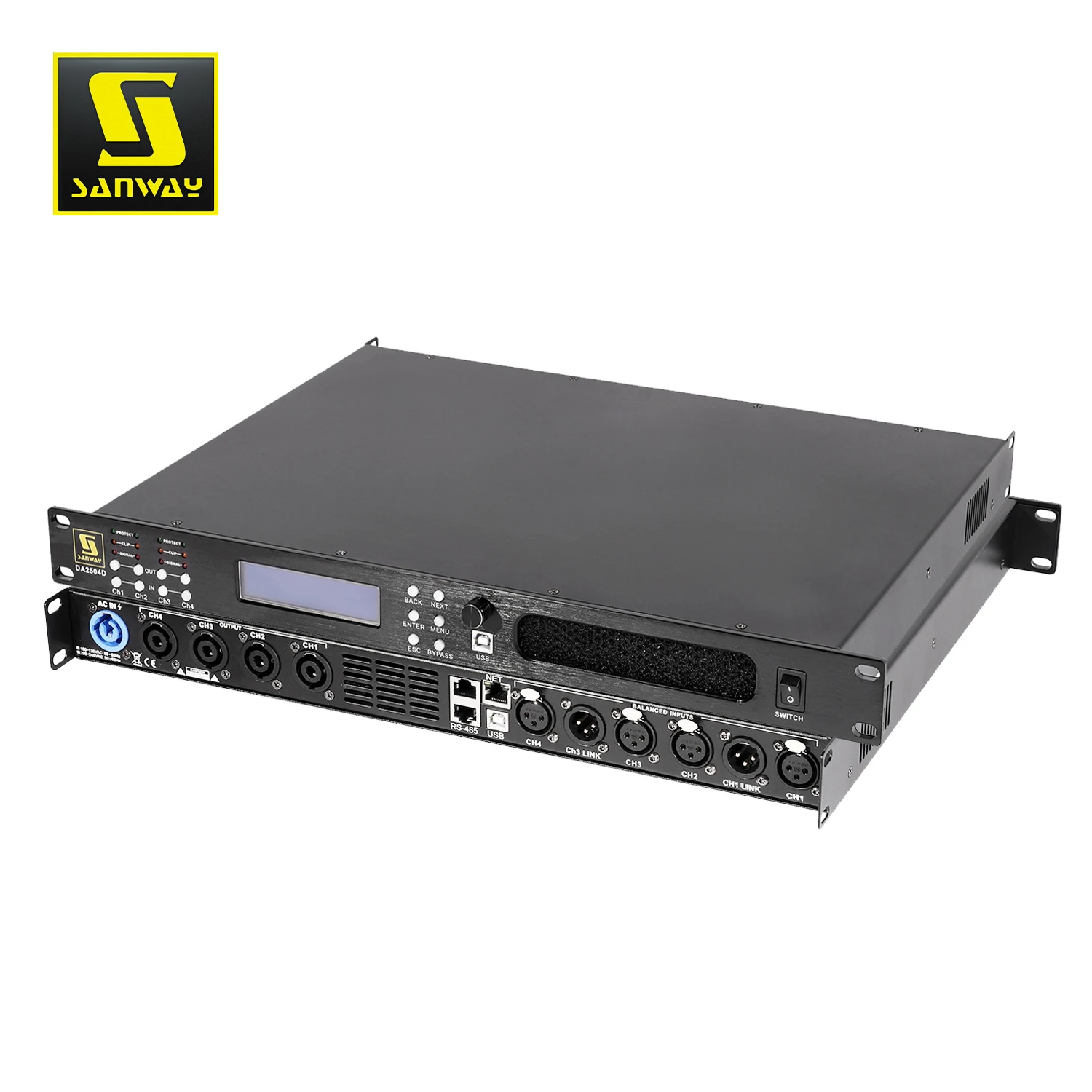 DA2504D 1U 4CH Class D Digital DSP Power Amplifier for Home Theater