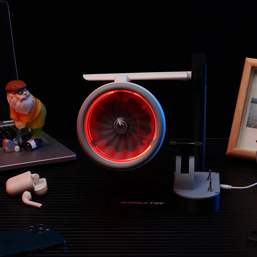 Desktop Turbofan usb interface Moulding Creative Fan Red Tail Flame Humidifying Spray Turbine Engine Model Toy High Power Fan