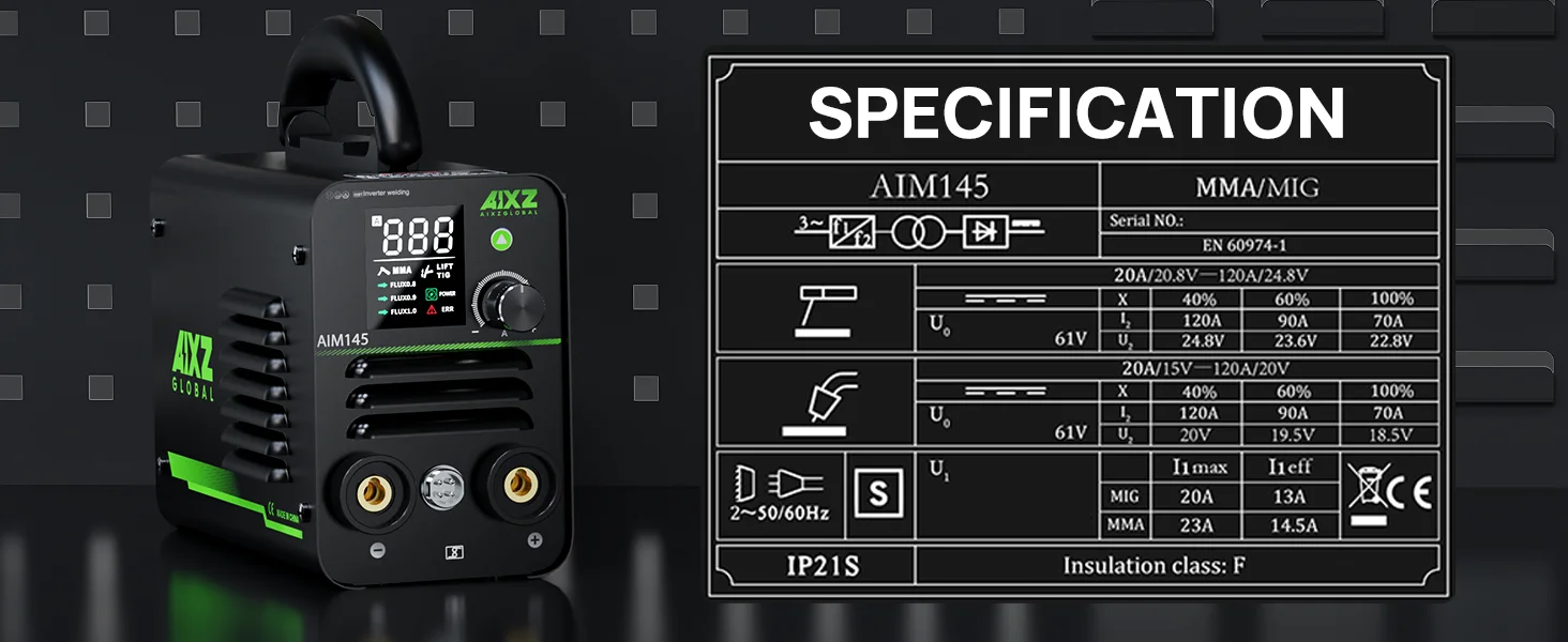 Original AIXZ AIM145 Schweißgerät IGBT Überhitzungsschutz 3in1 MMA/Spulenpistole/Lift WIG Synergische Steuerung 220V Schweißgerät – Detail 10