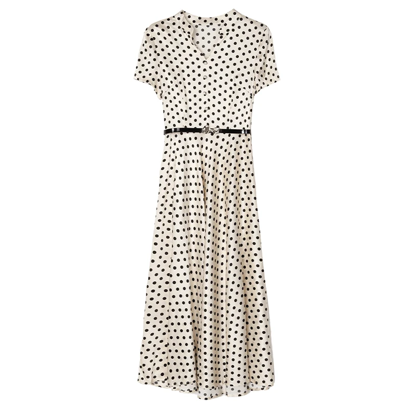 2025 Women Dot Solid Satin Vintage Luxury Bodycon...