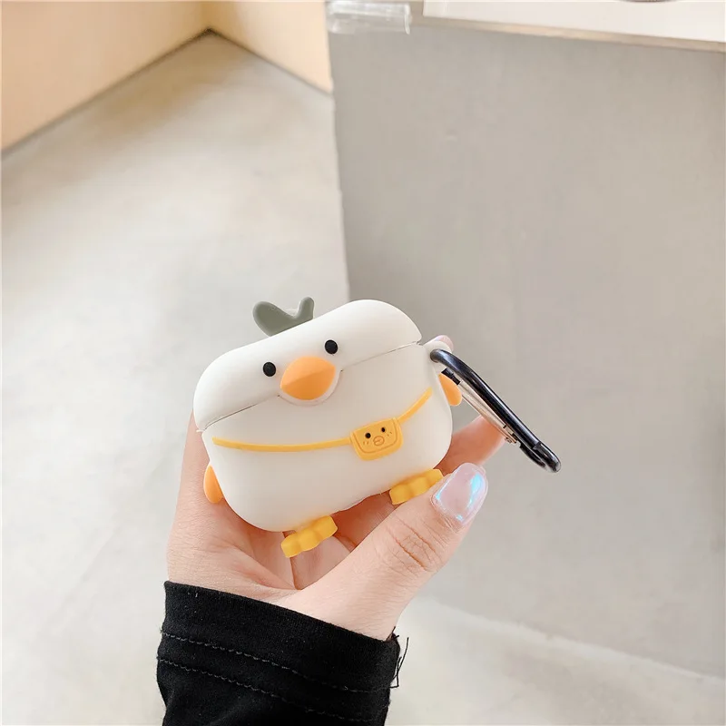 Funds For apple AirPods Case Cover Cute Cartoon 3D Duck Silicone