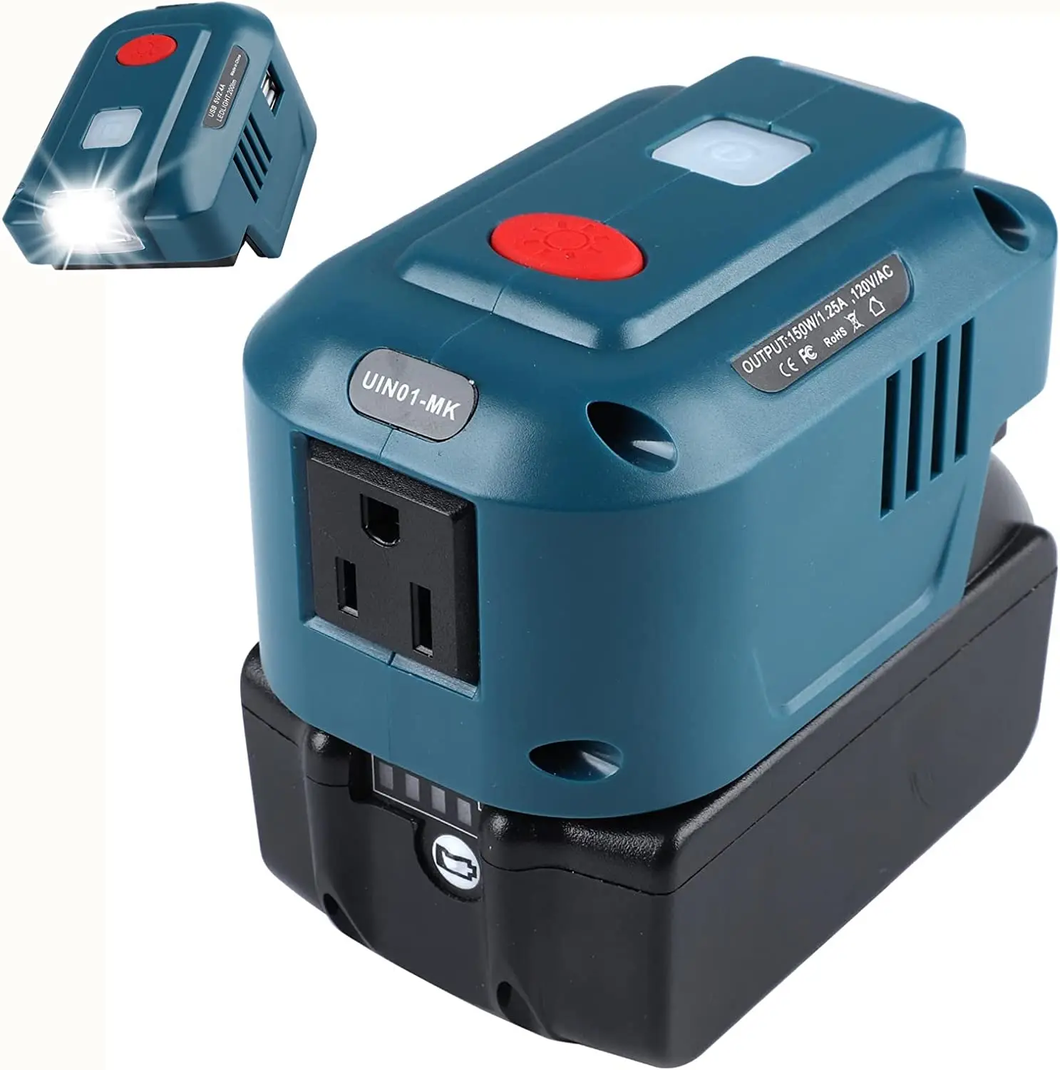Portable Power Inverter for Makita 18V Battery,150W Power Station AC Outlet with Dual USB, DC 18V to AC 120V Inverter Generator hifi 150w amp dual channel power amplifier board s30 on semiconductor 0281 0302 transistor is better than tda7293 lm3886