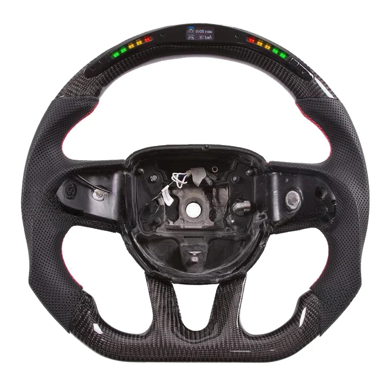 

Perforated Leather Custom Carbon Fiber Steering Wheel With LED For Dodge Charger Challenger SRT 2014-2019